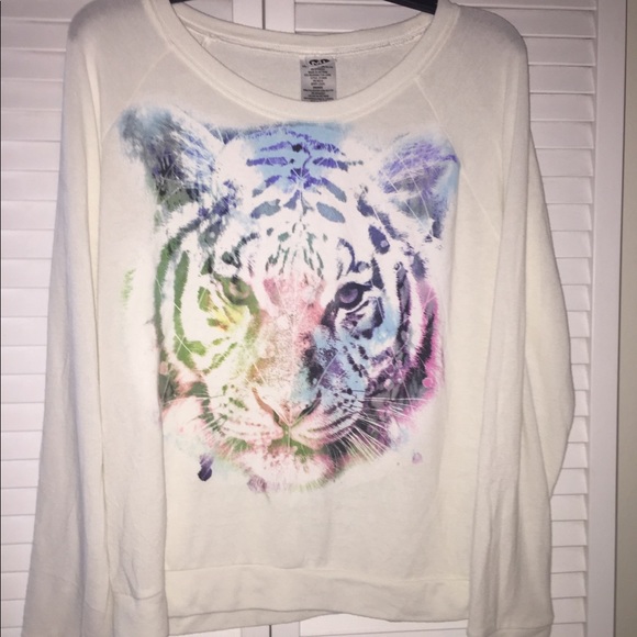ML Sweaters - ML Multi Colored Tiger Face Sweater Top Large ML Sweaters - ML Multi Colored Tiger Face Sweater Top Large
